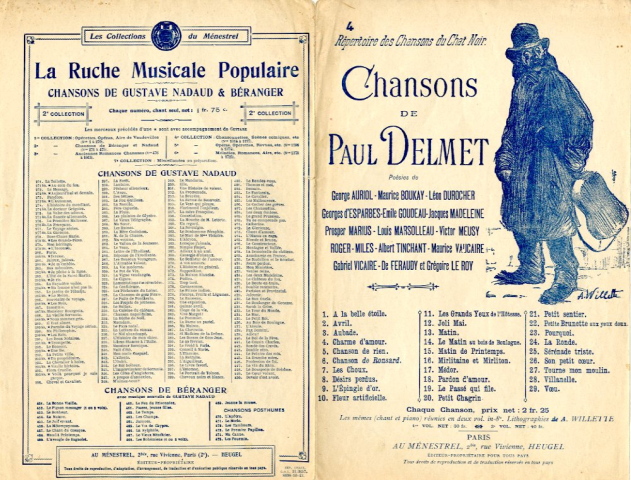 Chansons De Paul Delmet Repertoire Des Chansons Du Chat Noir Illustration Willette Medihal